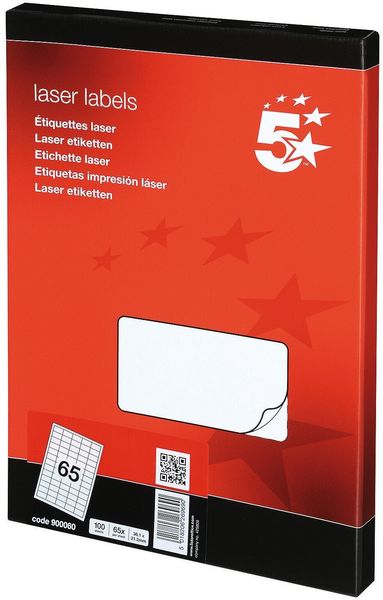 5Star 900060 self-adhesive label Rectangle Removable White 6500 pc(s)