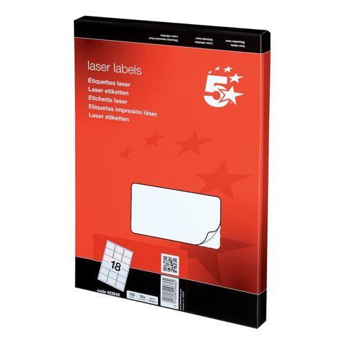 5Star 423849 self-adhesive label Rectangle Permanent White 1800 pc(s) - Image 1