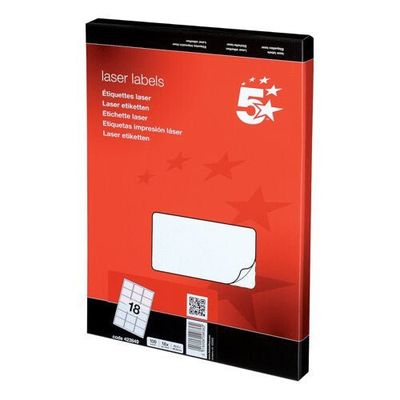 5Star 423849 self-adhesive label Rectangle Permanent White 1800 pc(s)