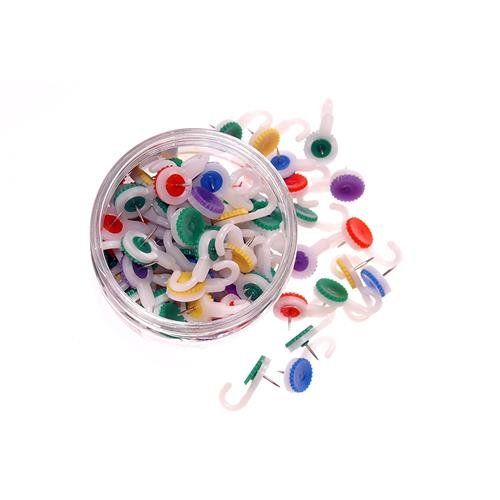 Valuex Hook Push Pin Assorted Colours (Pack 100) - 20581 - Image 1