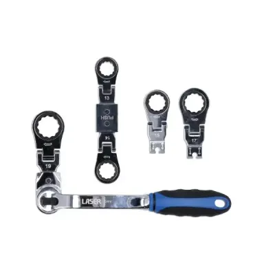Laser Laser 7863 13 - 19mm Multi Head Ratchet Ring Spanner Set - Thumbnail 2