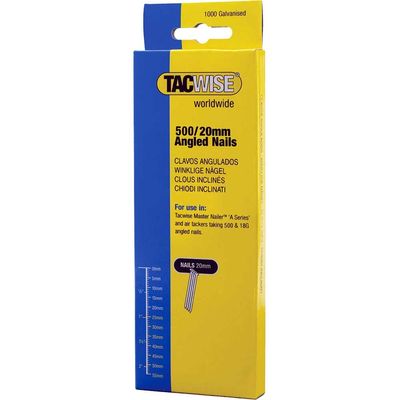 Tacwise 0479 500 18 Gauge 20Mm Angled Galvanised Nails (Pack 1000)