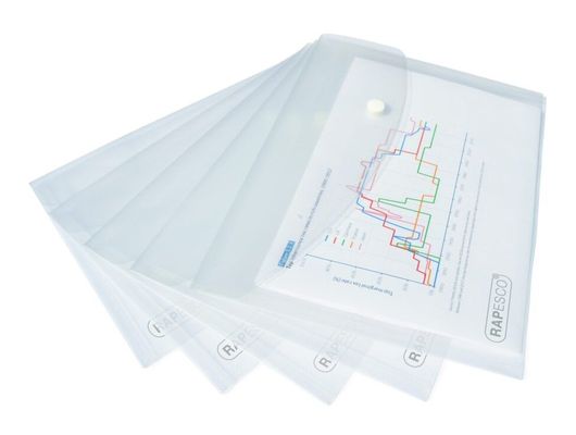 Rapesco ECO Recycled A5 Popper Wallet – Clear – Pack of 5