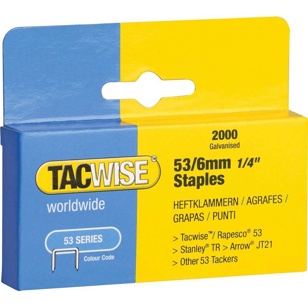 Tacwise 0334 53 Light-Duty Staples 6Mm (Type Jt21 A) (Pack 2000) - Image 1