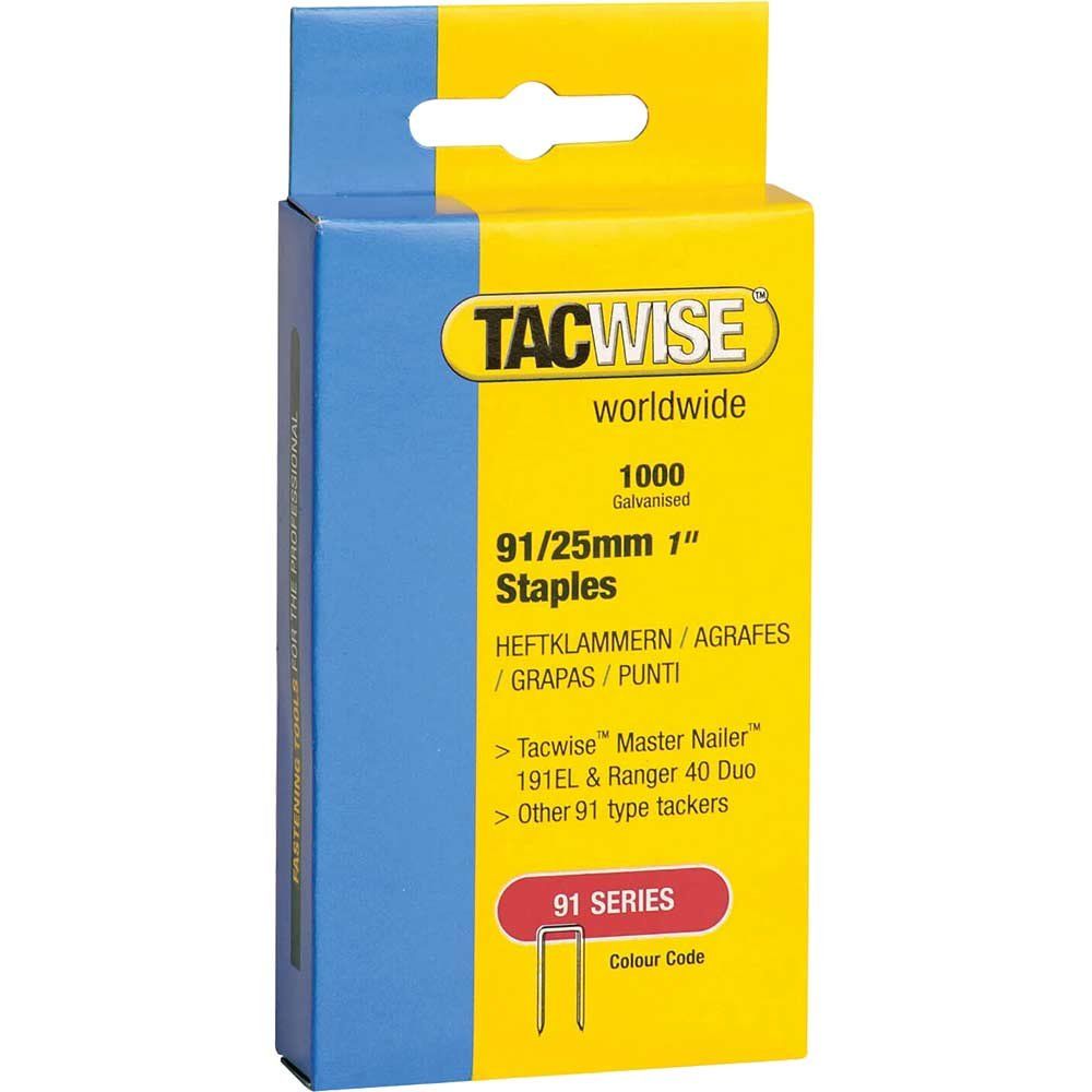 Tacwise 0285 91 Narrow Crown Staples 25Mm - Electric Tackers (Pack 1000) - Image 1