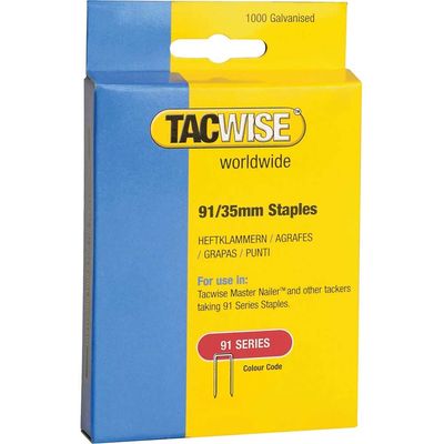 Tacwise 0746 91 Narrow Crown Staples 35Mm - Electric Tackers (Pack 1000)