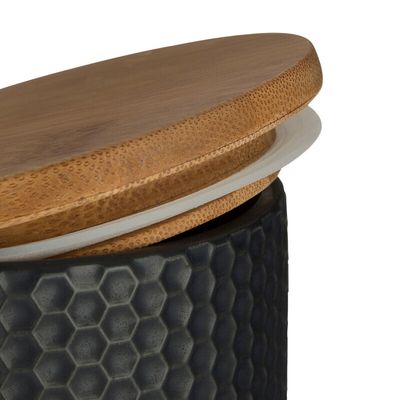 Geome 750ml Black Canister with Bamboo Lid - Black