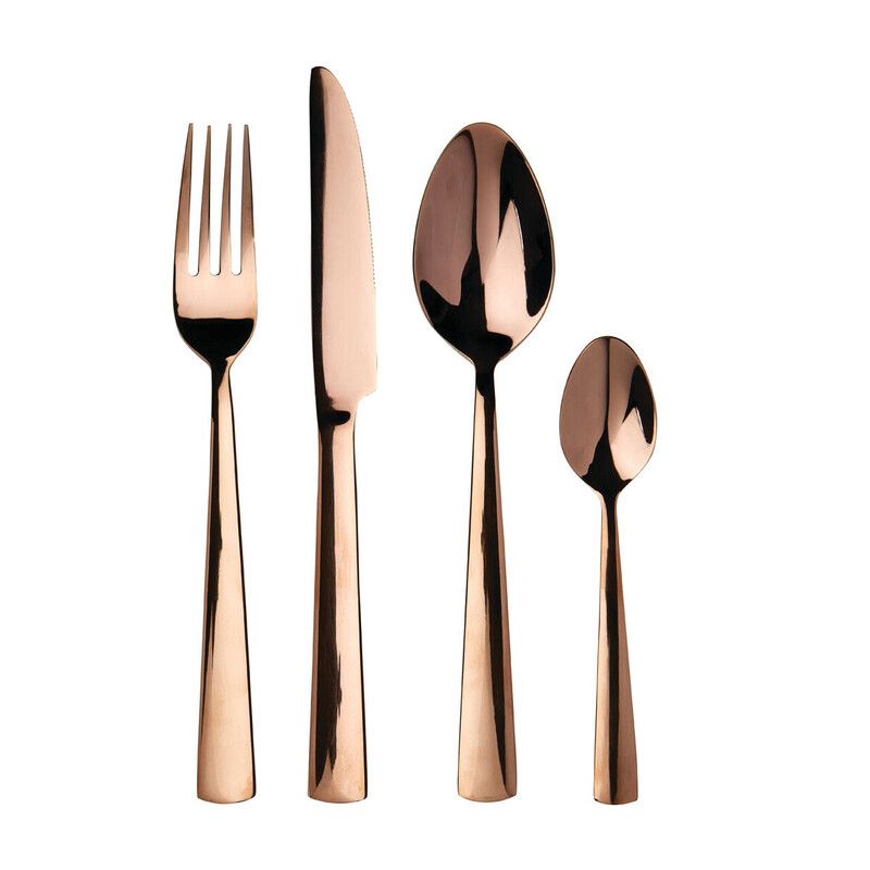 Avie Lustra 16 Piece Rose Gold Cutlery Set - Gold - Image 1