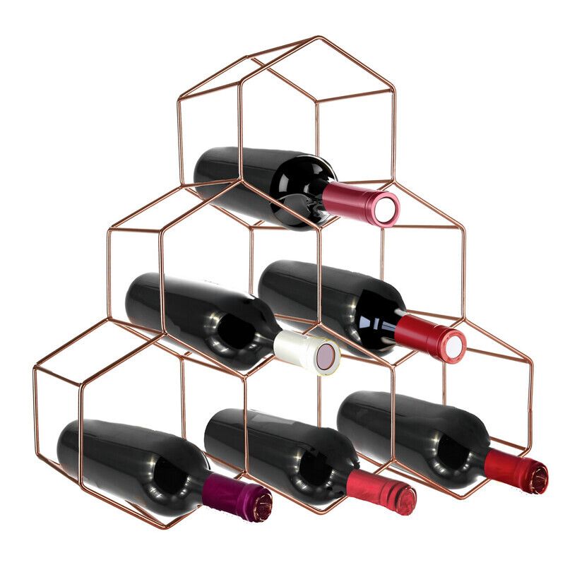 Vertex 6 Bottle Copper Finish Wine Rack - Gold - Image 1