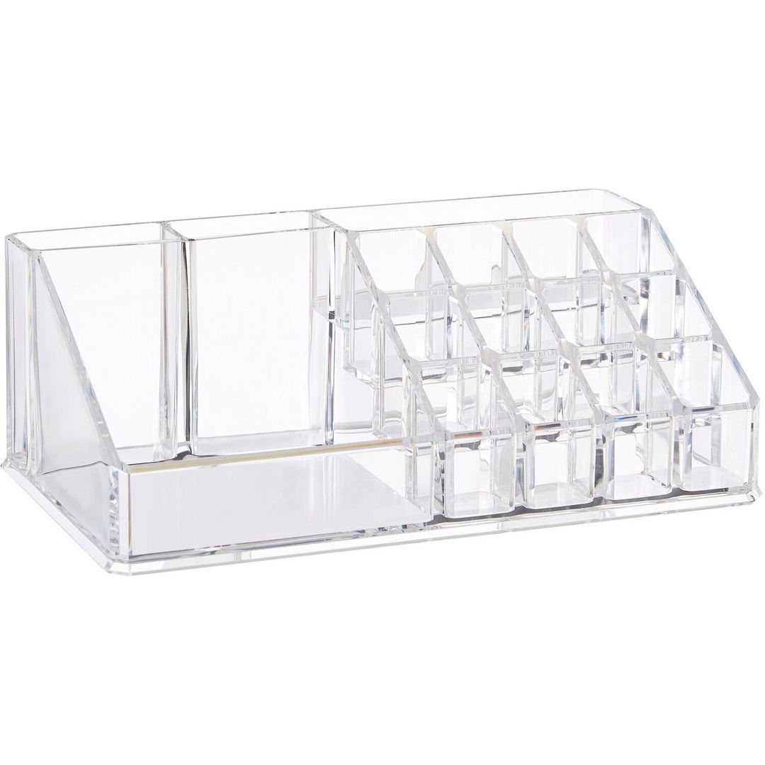 Beauty 16 Compartment Clear Cosmetics Organiser - Clear - Image 1