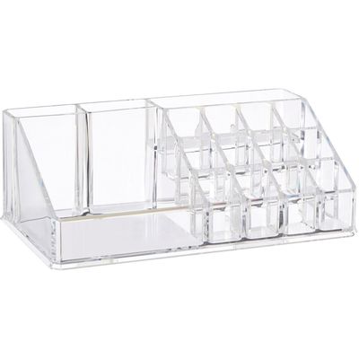 Beauty 16 Compartment Clear Cosmetics Organiser - Clear