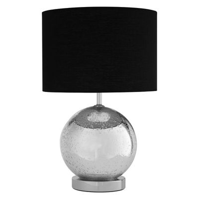 Naomi Black Fabric Shade Table Lamp - Silver