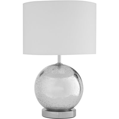 Naomi White Fabric Shade Table Lamp - Silver