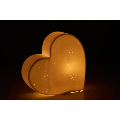 Ola Kids Heart Ceramic Night Light - White - Thumbnail 2