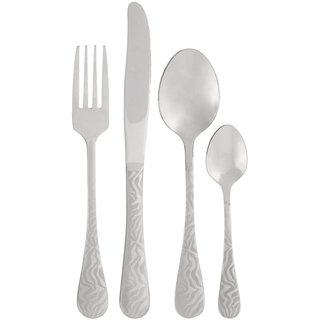 Avie 16 Piece Zebra Cutlery Set - Silver - Image 1