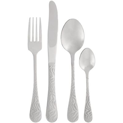 Avie 16 Piece Zebra Cutlery Set - Silver