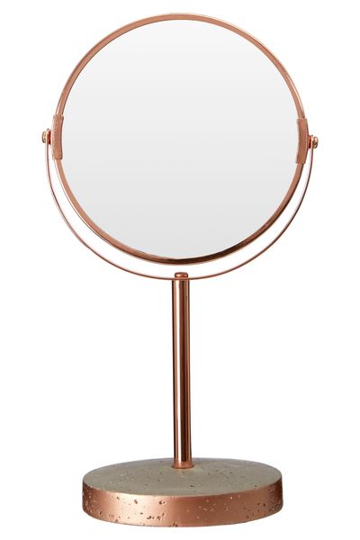 Neptune Copper Finish Round Swivel Bathroom Mirror - Grey