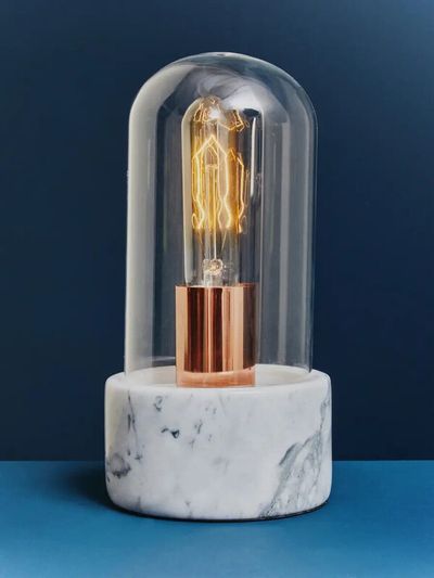 Lamonte Bell Lamp with Grey Marble Base - Grey