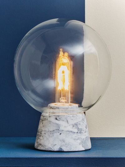 Lamonte Globe Lamp with Grey Marble Base - Grey
