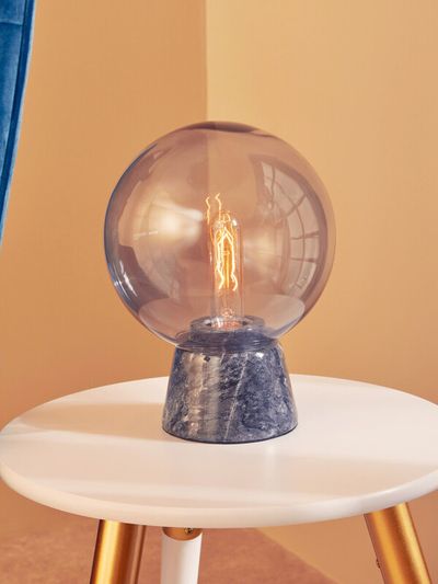 Lamonte Globe Lamp with Black Marble Base - Black