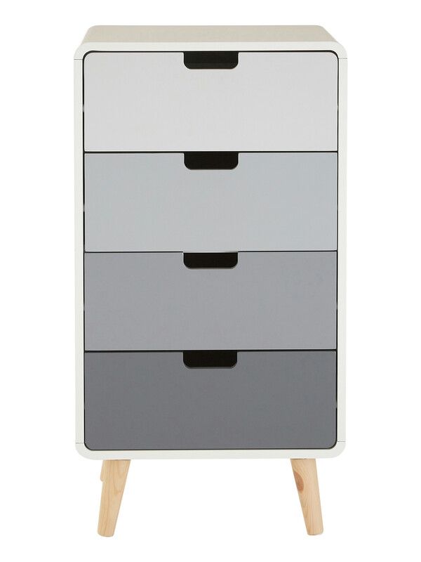 Milo Chest of 4 Drawers - White, Grey - Image 1