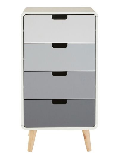 Milo Chest of 4 Drawers - White, Grey