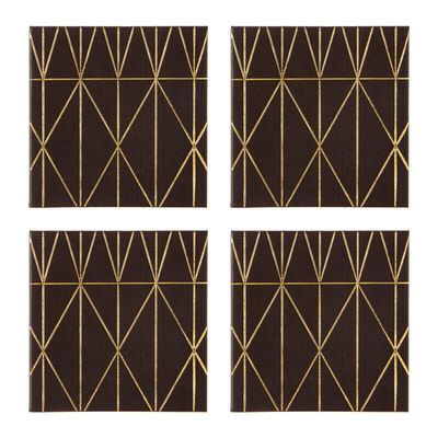 Geome Set of 4 Prism Black and Gold Coasters - Black & Gold