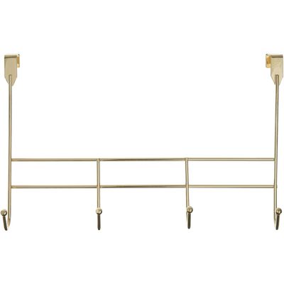 4 Hook Champagne Gold Over Door Hanger - Gold