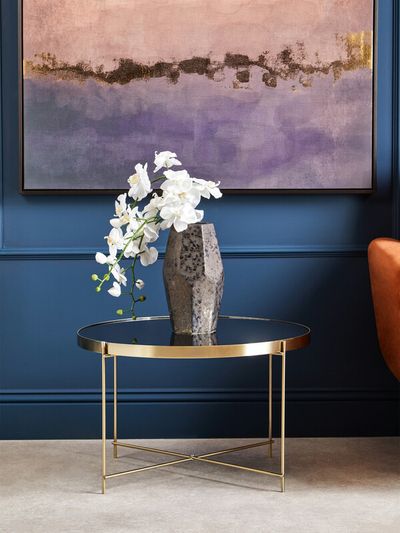 Allure Brushed Bronze Large Side Table with Black Mirror - Bronze