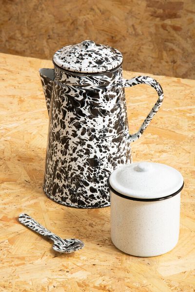 Hygge Black And White Patterned Teapot - White