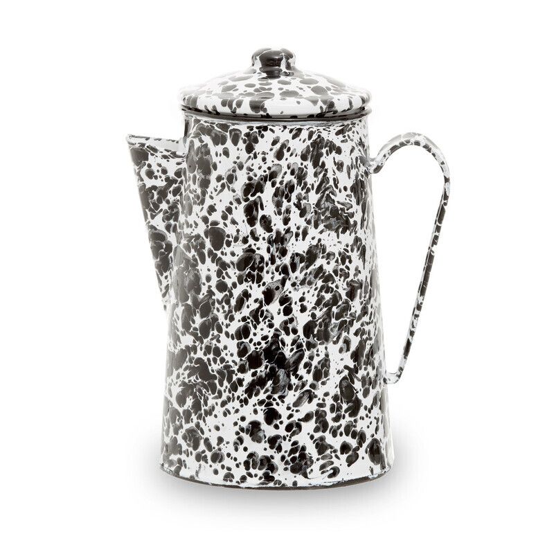 Hygge Black And White Patterned Coffee Pot - Black, White - Image 1