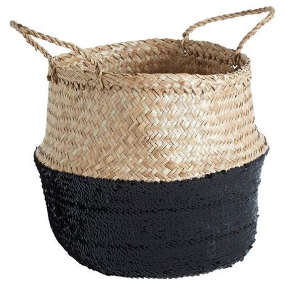 Solas Black And Natural Medium Seagrass Basket