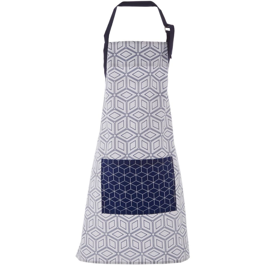 Modern Retro Apron - White, Blue - Image 1
