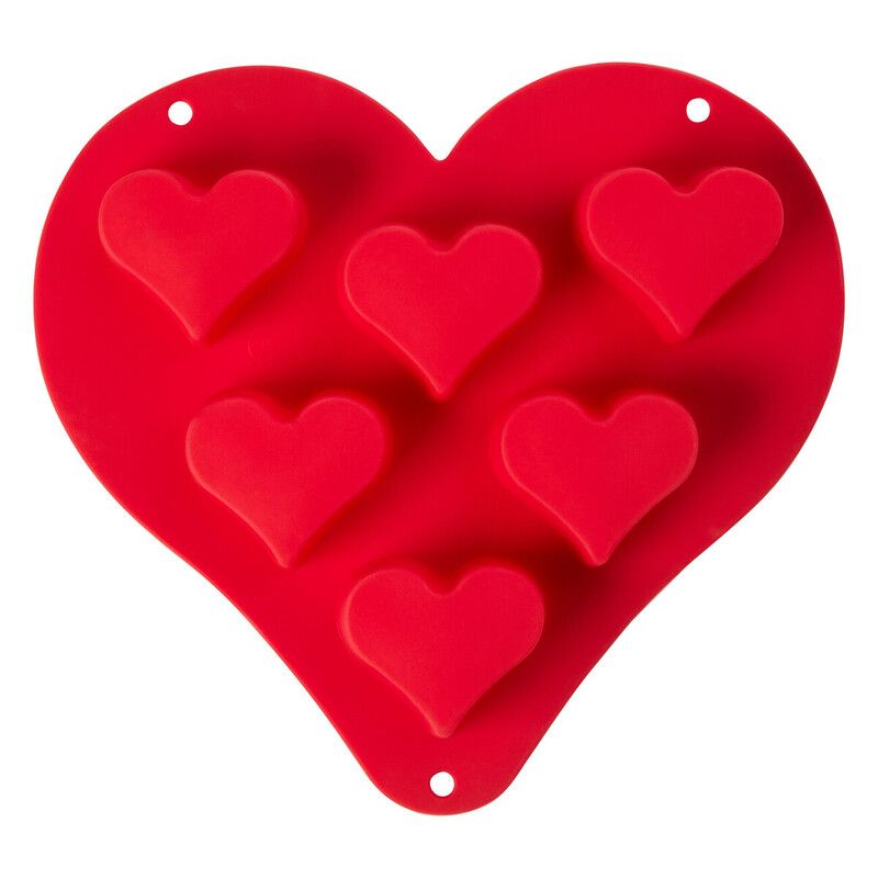 Mimo 6 Cup Heart Cake Pan - Red - Image 1