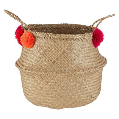 Solas Small Seagrass Pom Pom Basket