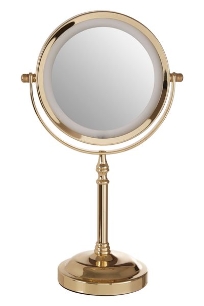 Cassini Gold Colour Iron LED Table Mirror - Gold