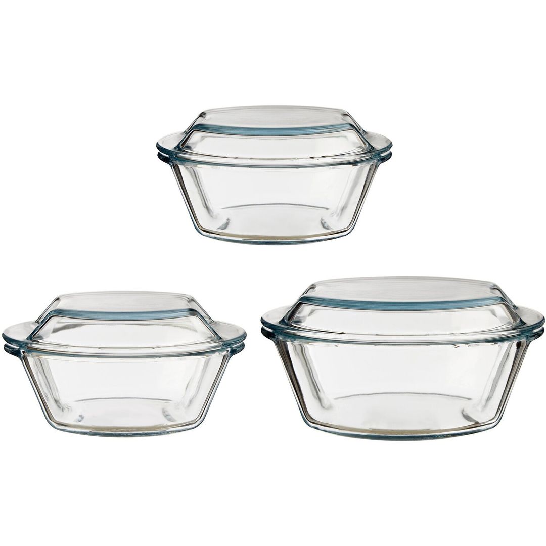 Set Of Three Casserole Dishes - Clear - Image 1