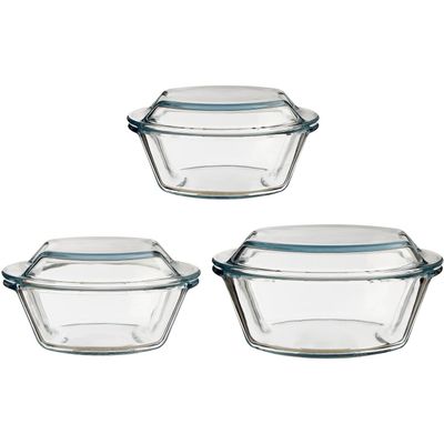 Set Of Three Casserole Dishes - Clear