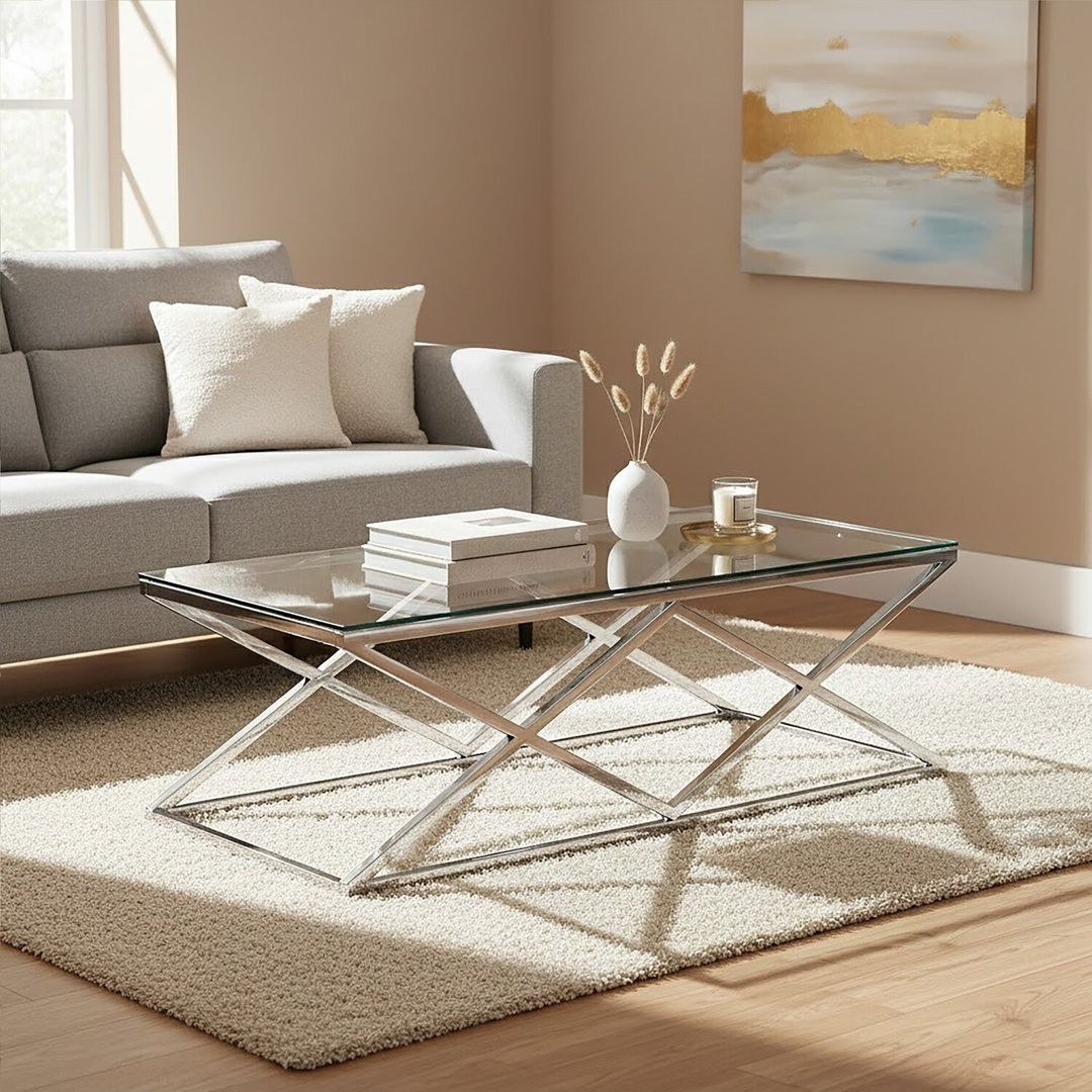 Allure Inverted Prism Base Coffee Table - Silver - Image 1
