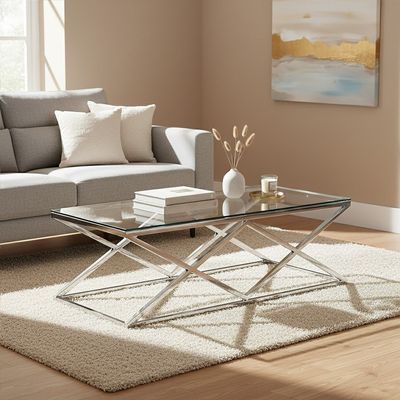 Allure Inverted Prism Base Coffee Table - Silver