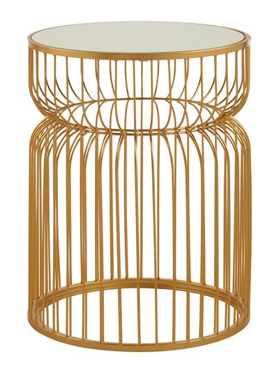 Avantis Gold Metal Wireframe Round Side Table - Gold