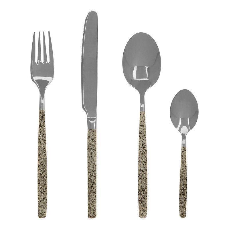 Avie 16 Piece Granite Pattern Cutlery Set - Silver - Image 1