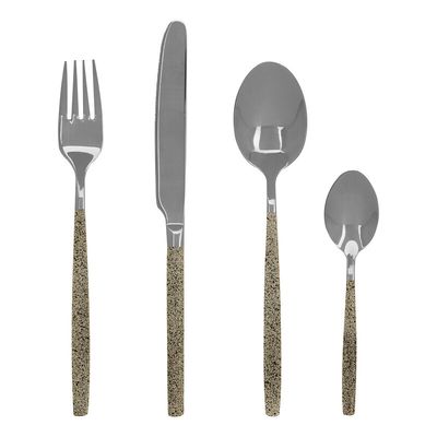 Avie 16 Piece Granite Pattern Cutlery Set - Silver