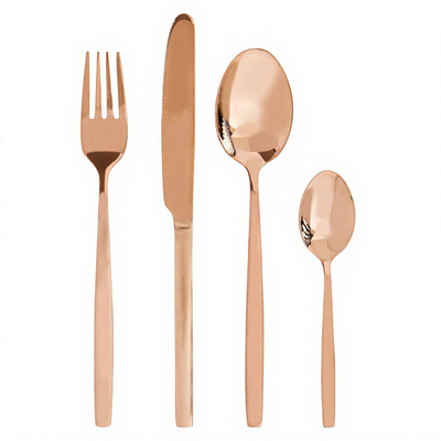 Avie 16 Piece Rose Gold Finish Cutlery Set - Gold - Thumbnail 2