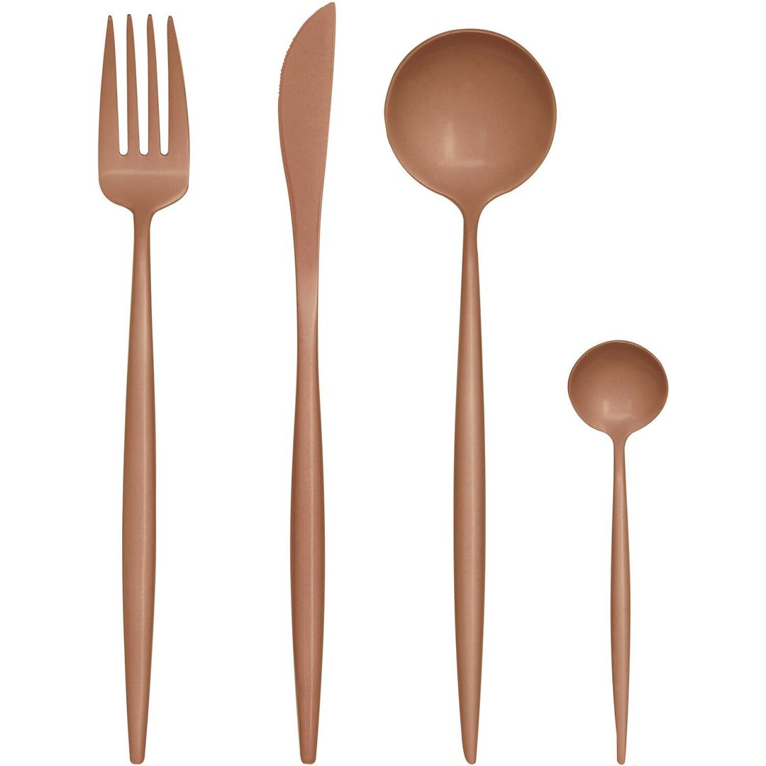 Avie 16 Piece Matte Pink Finish Cutlery Set - Pink - Image 1