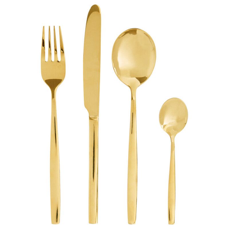 Avie 16 Piece Gold Finish Stainless Steel Cutlery Set - Gold - Image 1