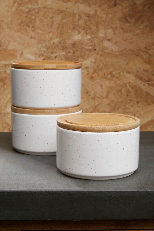 Fenwick Set of 3 Stackable Canisters - Cream - Image 1