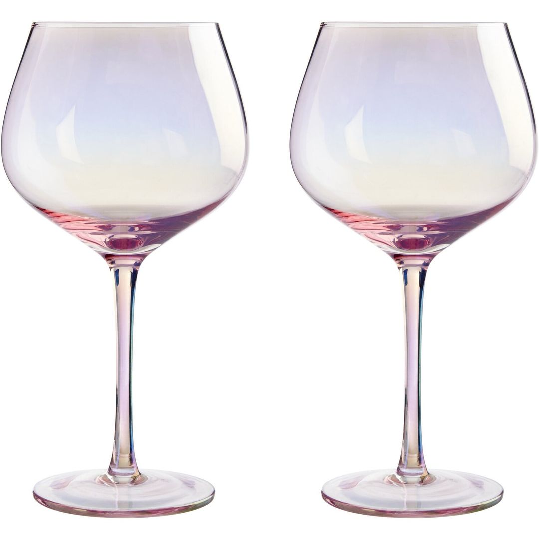 Frosted Deco Set Of 2 Gin Glasses - Pink - Image 1
