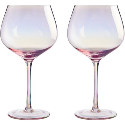 Frosted Deco Set Of 2 Gin Glasses - Pink