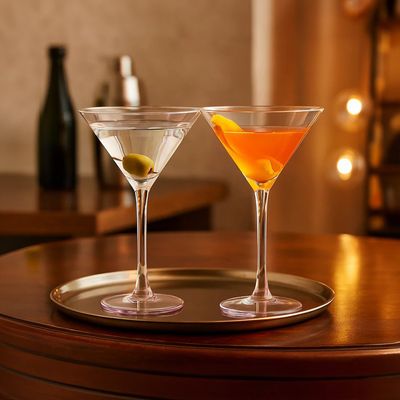 Frosted Deco Set of 2 Martini Glasses - Pink